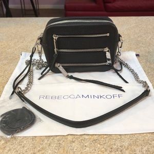 EUC REBECCA MINKOFF  4 ZIP MOTO CAMERA BAG